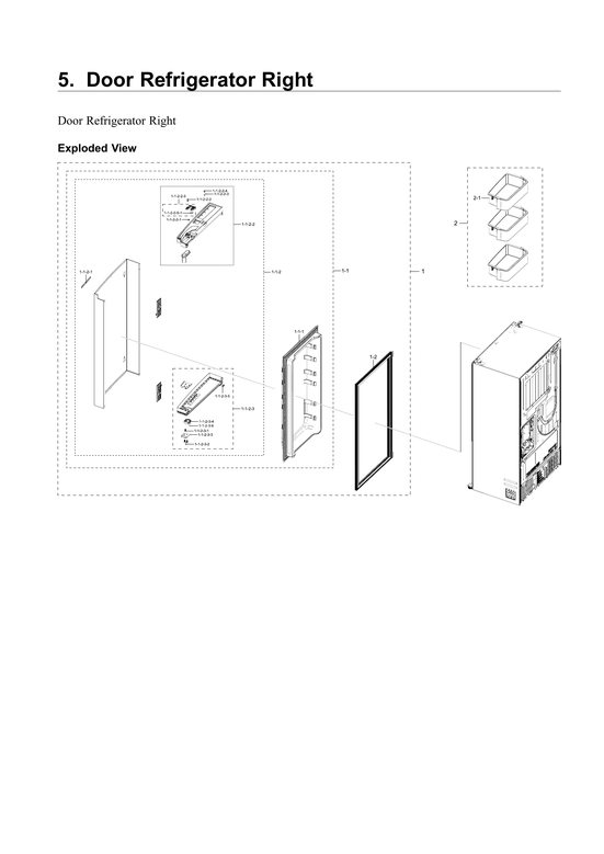 Right refrigerator door parts