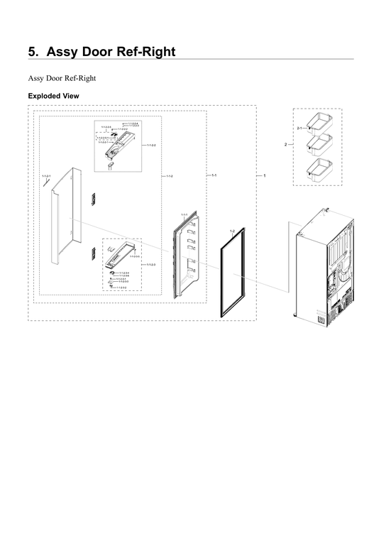 Right refrigerator door parts