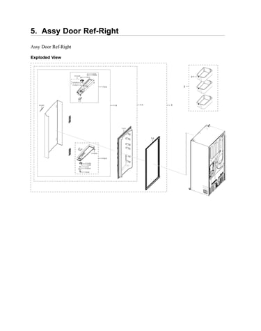 Right refrigerator door parts