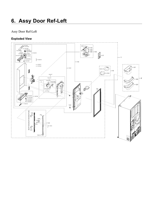 Left refrigerator door parts
