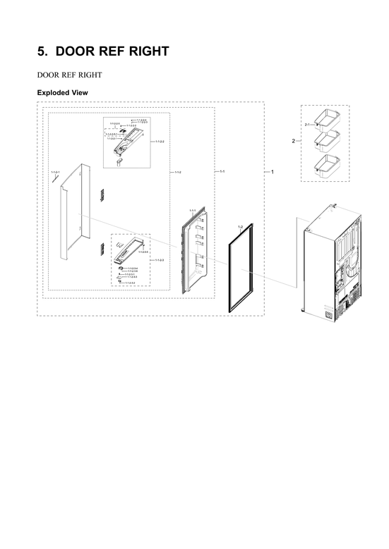 Right refrigerator door parts