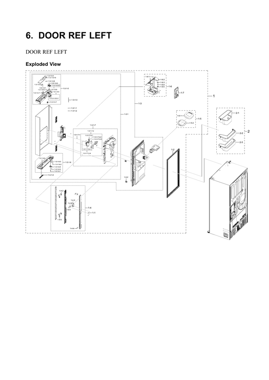 Left refrigerator door parts