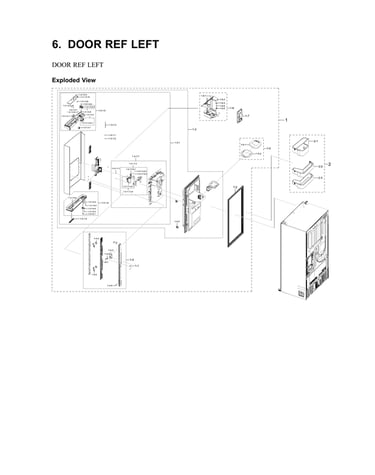 Left refrigerator door parts