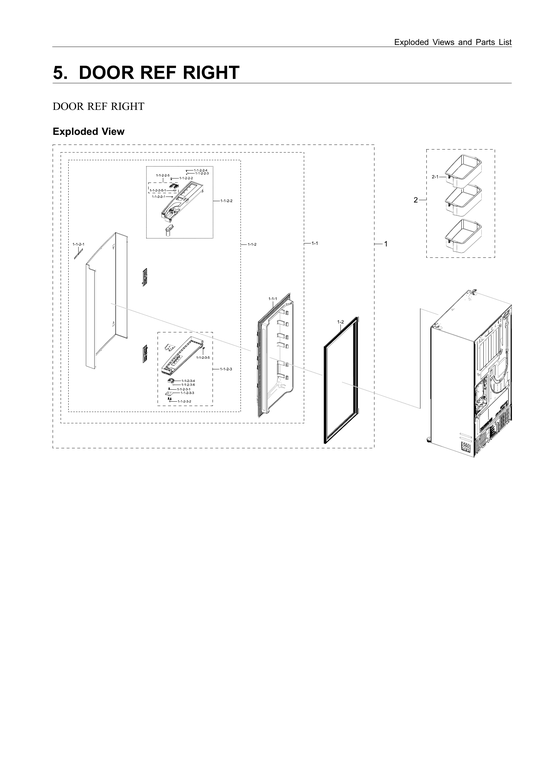 Right refrigerator door parts