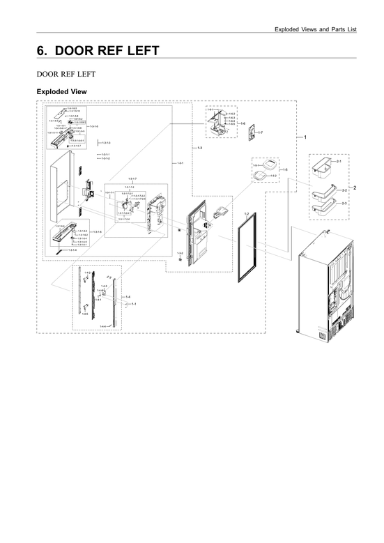 Left refrigerator door parts