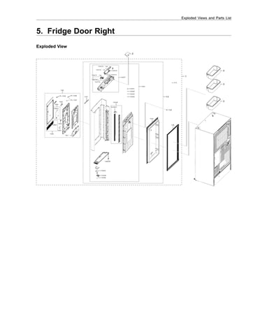 Right refrigerator door parts