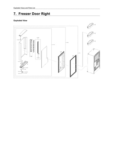 Right freezer door parts