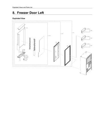 Left freezer door parts