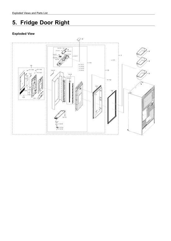 Right refrigerator door parts