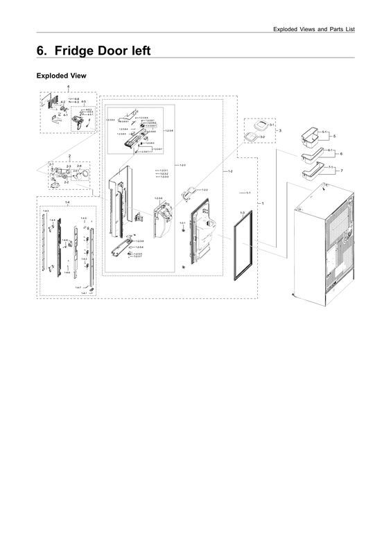 Left refrigerator door parts