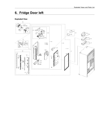 Left refrigerator door parts