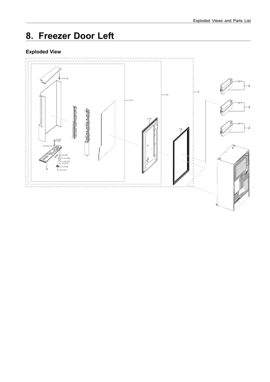 Left freezer door parts