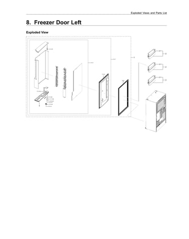 Left freezer door parts