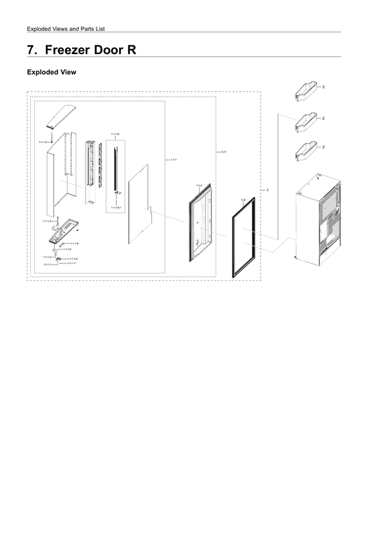 Right freezer door parts