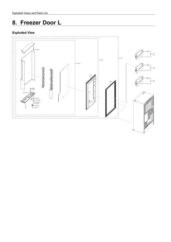 Left freezer door parts