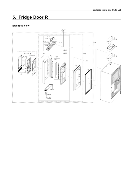 Right refrigerator door parts