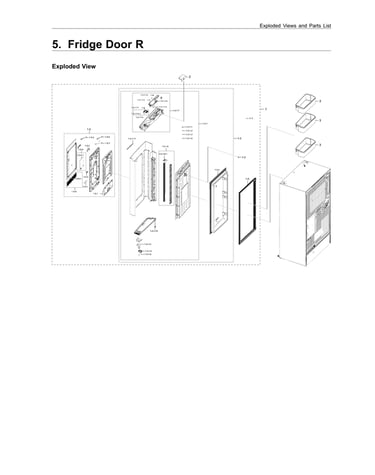 Right refrigerator door parts
