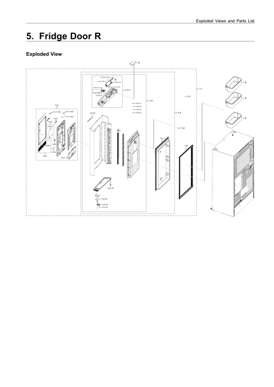 Right refrigerator door parts