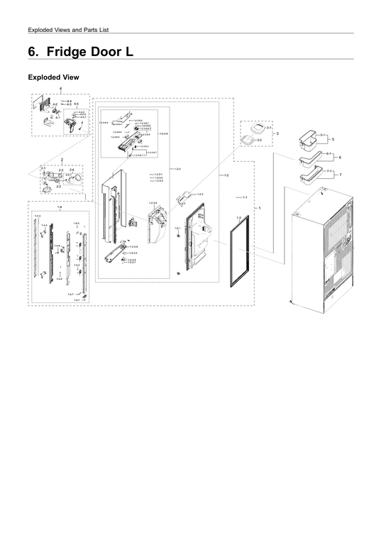 Left refrigerator door parts