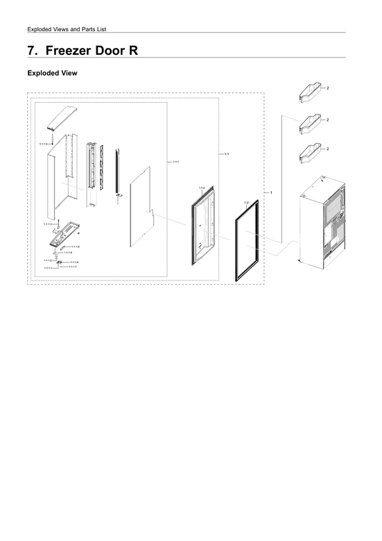 Right freezer door parts