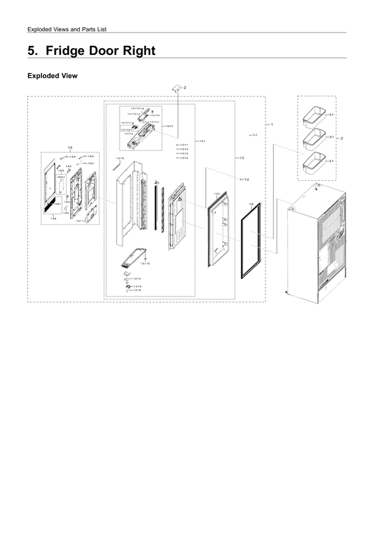Right refrigerator door parts