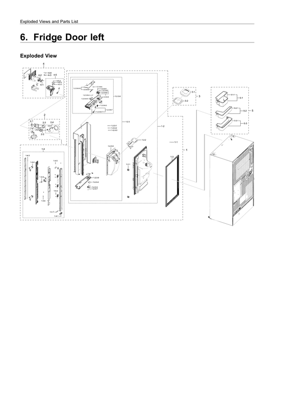 Left refrigerator door parts