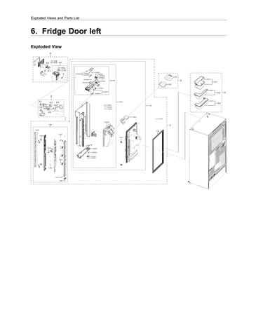 Left refrigerator door parts
