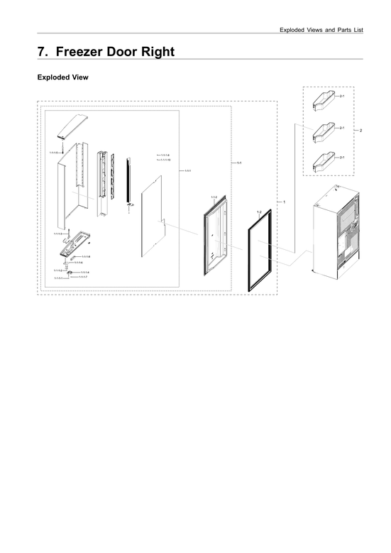 Right freezer door parts