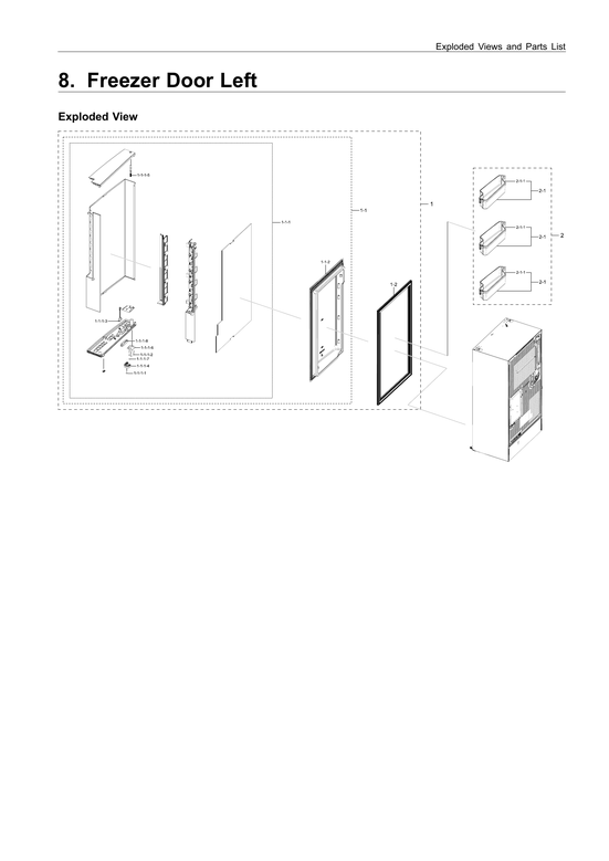 Left freezer door parts