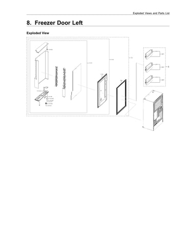 Left freezer door parts