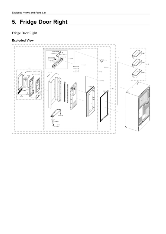Right refrigerator door parts