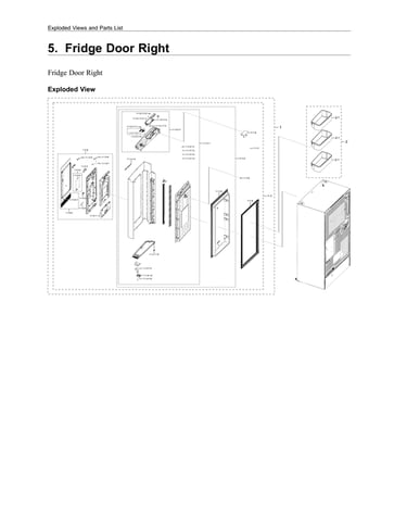 Right refrigerator door parts