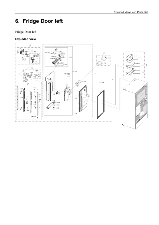 Left refrigerator door parts