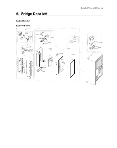 Left refrigerator door parts