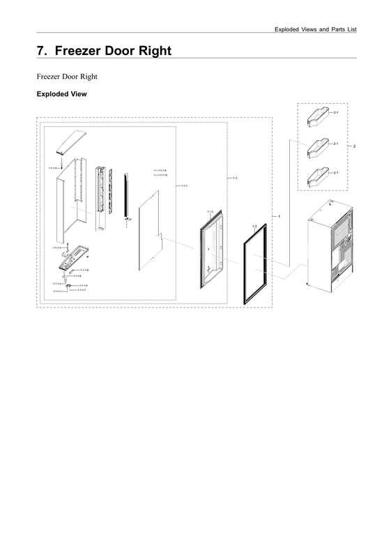 Right freezer door parts