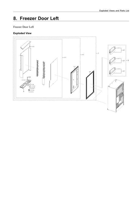 Left freezer door parts