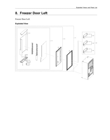 Left freezer door parts