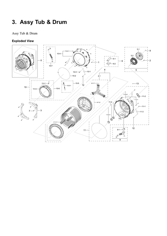 Tub & drum assy