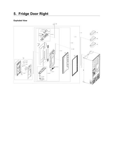 Right refrigerator door parts