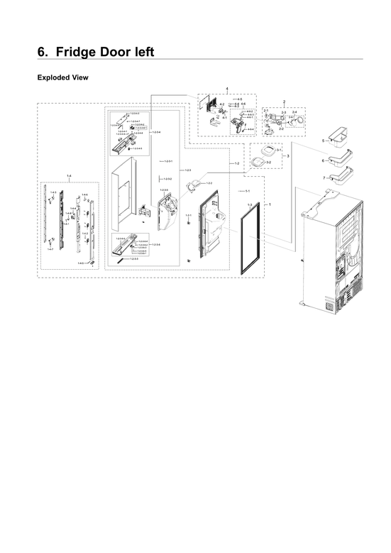 Left refrigerator door parts