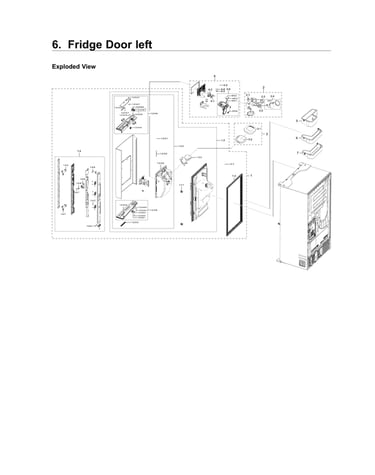 Left refrigerator door parts