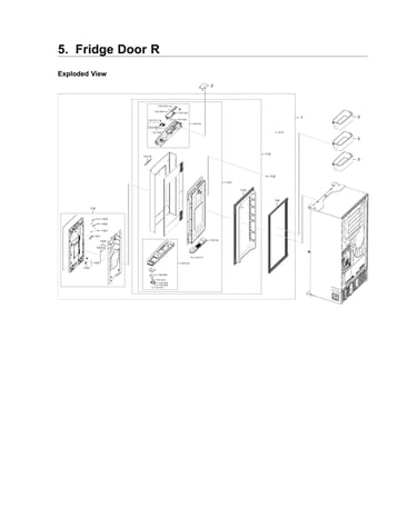 Right refrigerator door parts