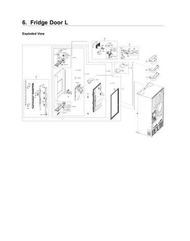 Left refrigerator door parts