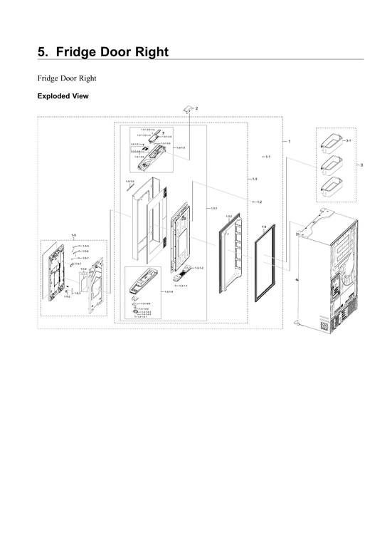 Right refrigerator door parts