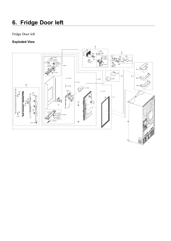 Left refrigerator door parts