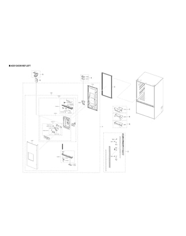 Left refrigerator door parts