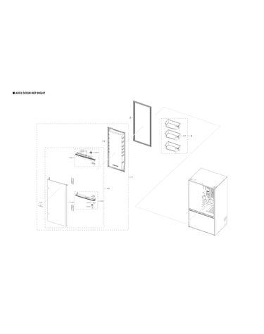 Right refrigerator door parts