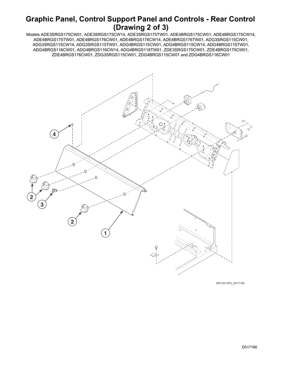 Graphic panel/rear control support panel