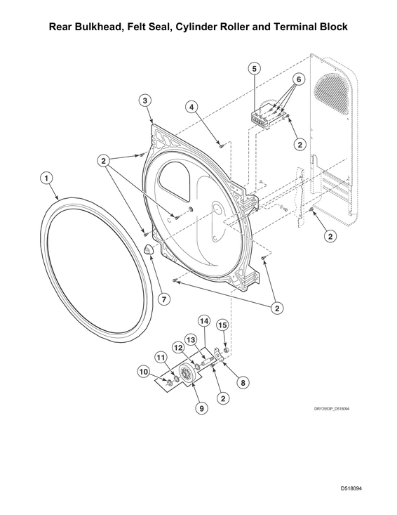 Rear bulkhead/felt seal/cylinder roller/terminal block