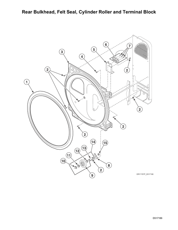 Rear bulkhead/felt seal/cylinder roller/terminal block
